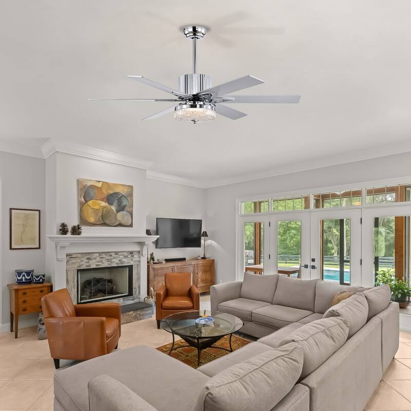 52 in. Smart Indoor Gold Ceiling Fan with Integrated LED with 6 Plywood Blade and Remote Control
