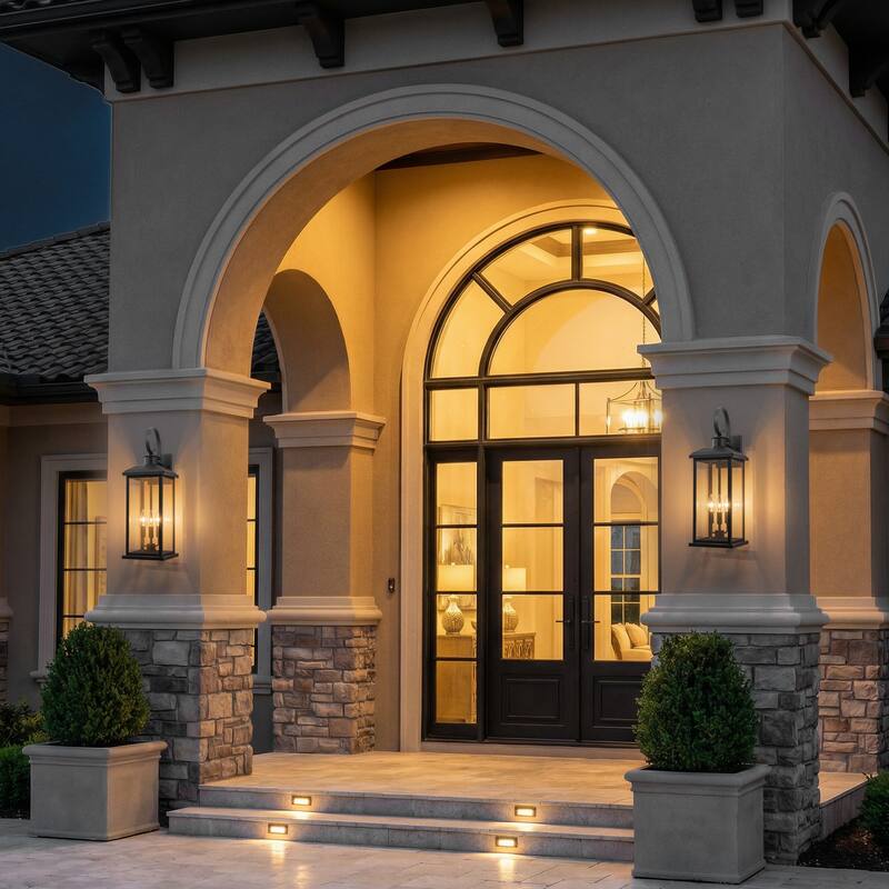 C Cattleya 1-Pack 3-Light 40W Matte Black Outdoor Wall Lights With Clear Glass Shade