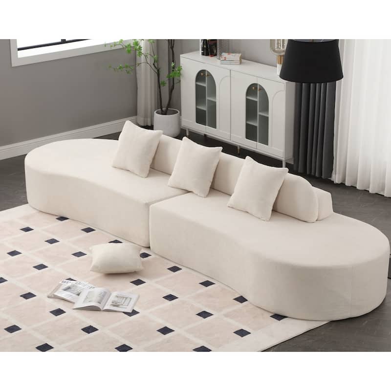 Modern Curved Terrycloth Fabric Combination Sofa No Assembly Required
