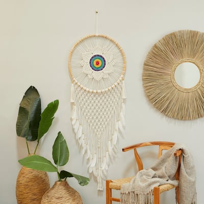 White Rattan Bohemian Dreamcatcher Wall Decor