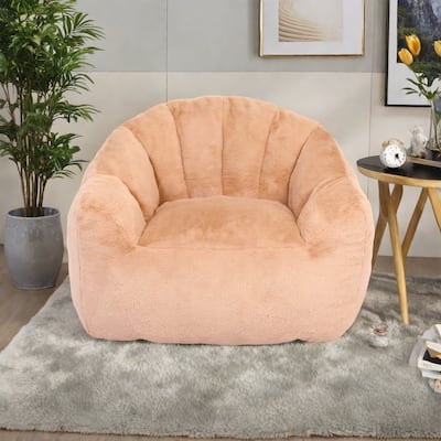 Faux Fur Bean Bag Lounge Chairs with Armrests and High-Density Foam Filling