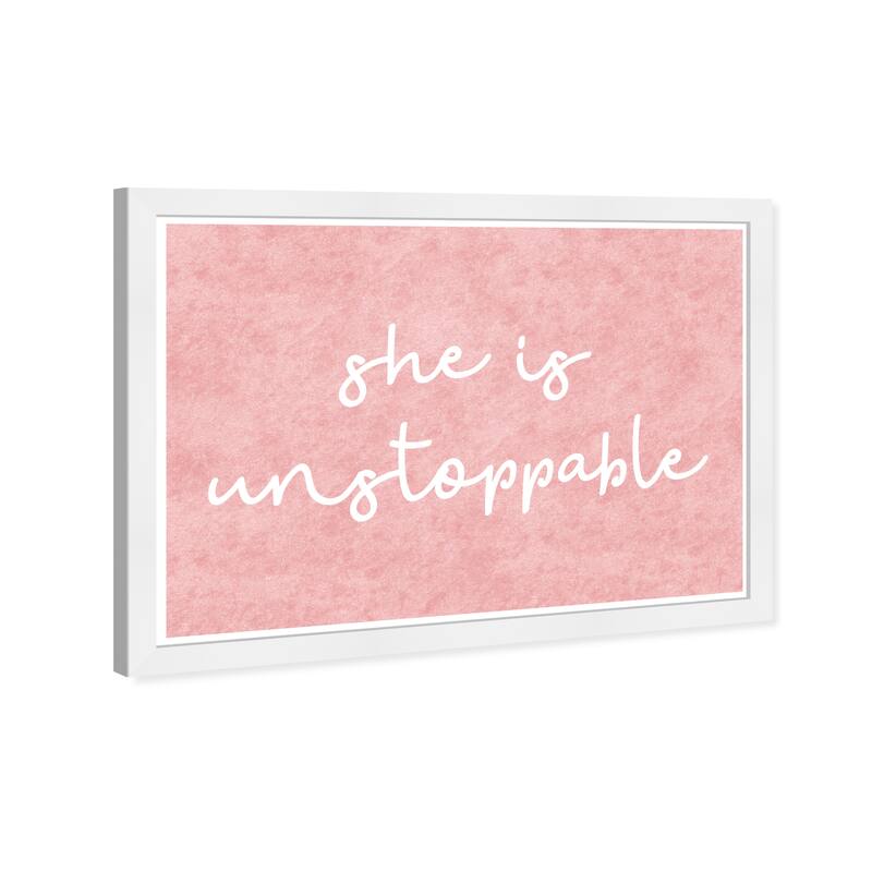 Wynwood Studio Prints Typography and Quotes She is Unstoppable Pink and Glam Wall Art Canvas Print