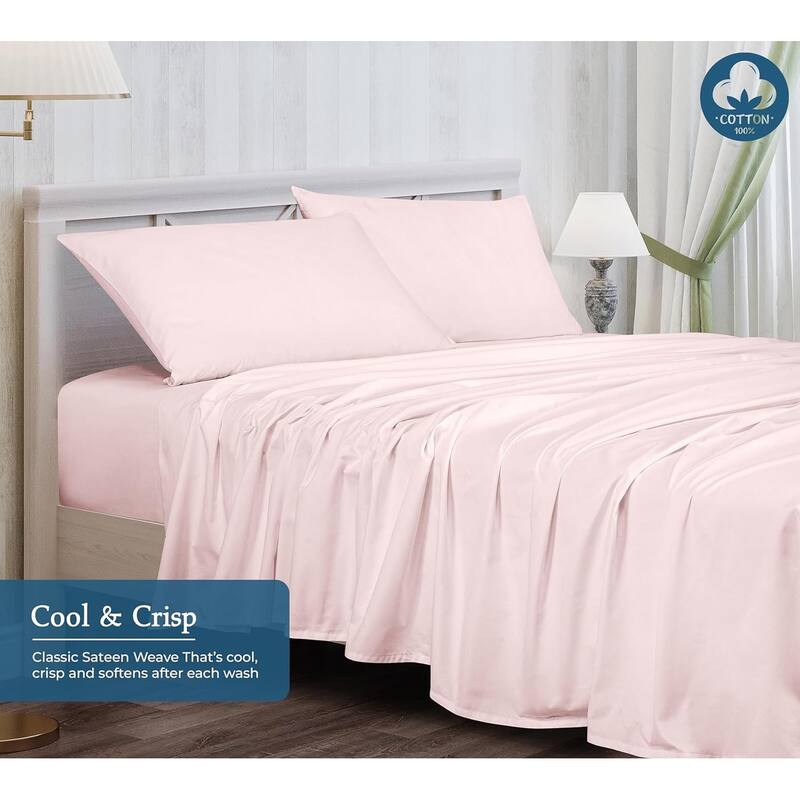 Royale Linen 400 Thread Count Cotton 4 Piece Sateen Sheet Set