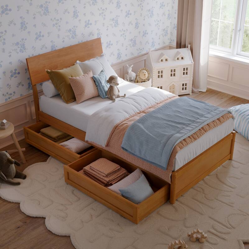Norla Wood Platform Bed with Storage Drawers