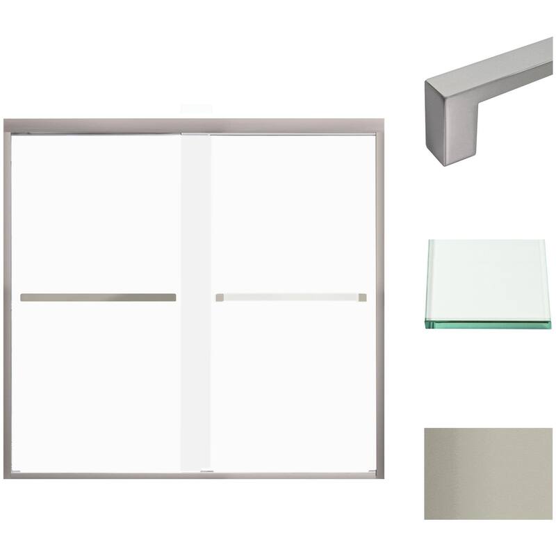 Transolid FBPT605808F-S 58" High x 59" Wide Bypass Frameless Shower - Brushed Stainless