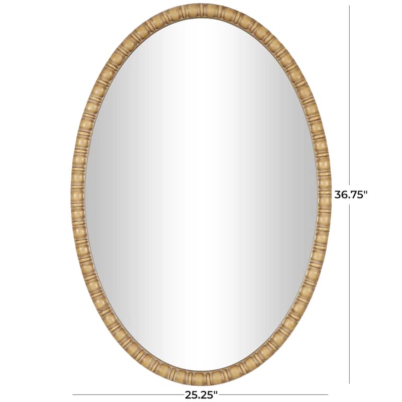 Wooden Room Wall Mirror with Beaded Inspired Frame - Brown - Roche River Decor