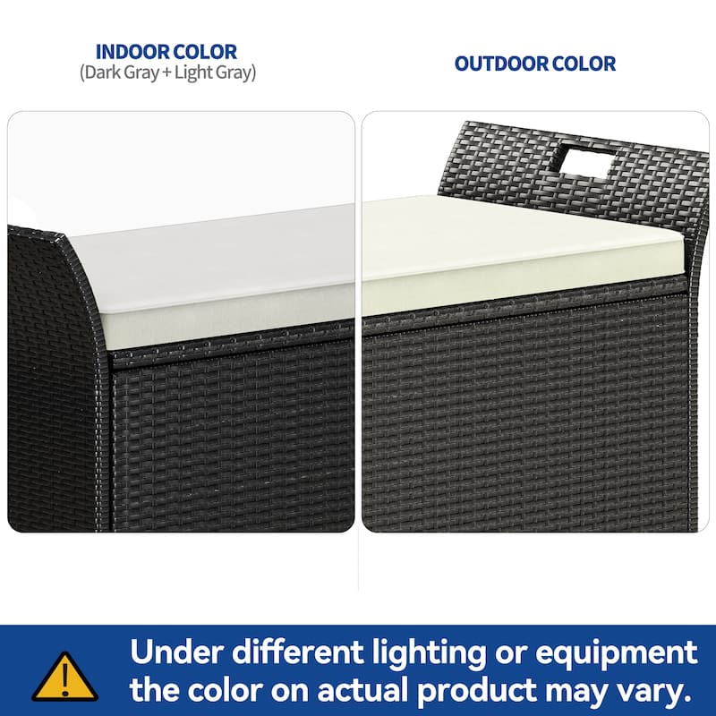 90 Gallon Outdoor Wicker Deck Box - N/A