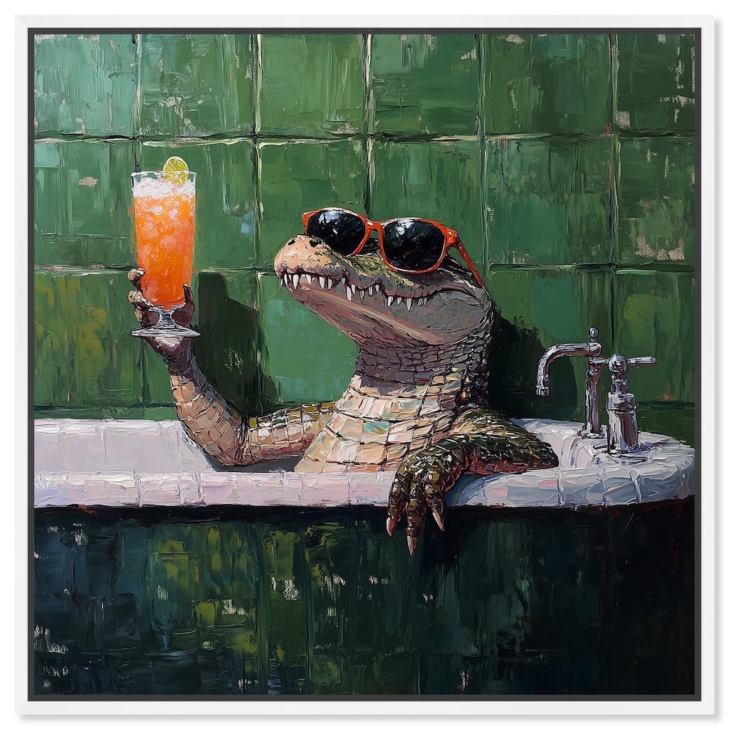 Cocktail Croc I Canvas by Art Remedy
