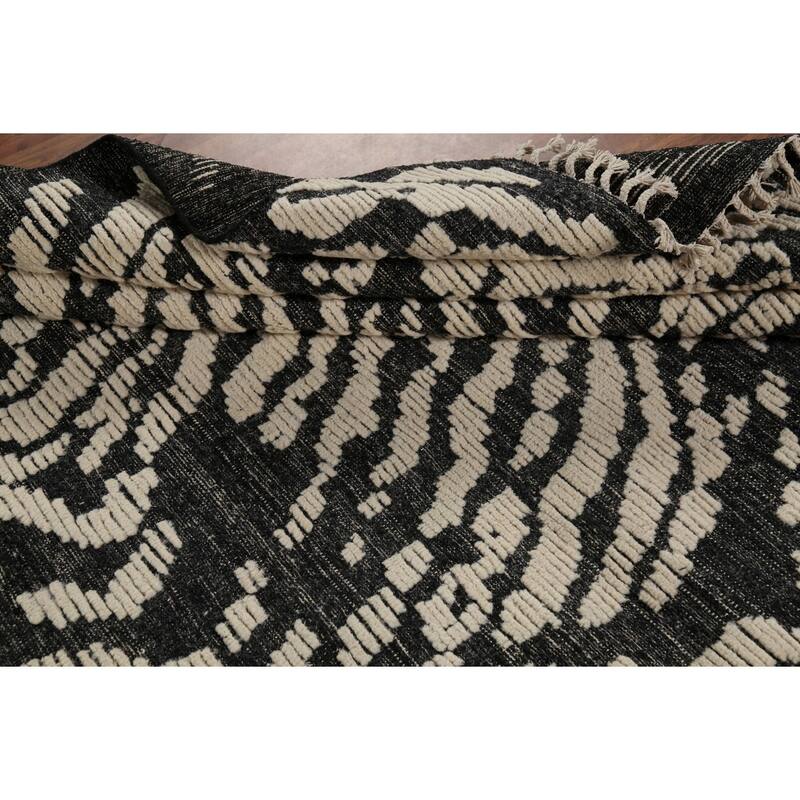 All-Over Abstract Moroccan Area Rug Handmade Wool Carpet - 9'1"x 12'0"