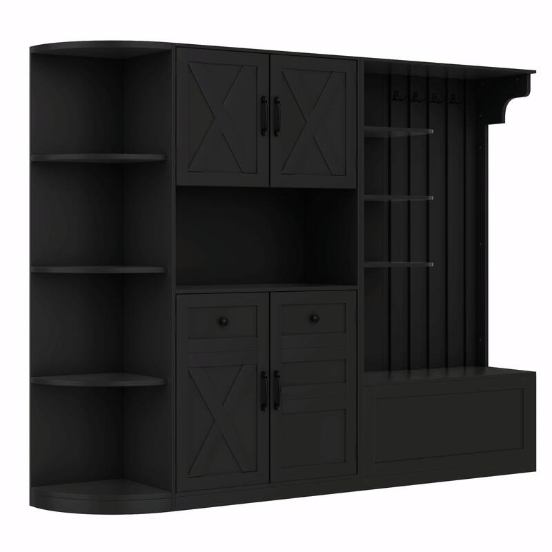 Multifunctional Left-Right Combination Hall Cabinet with Storage and 4 Hooks