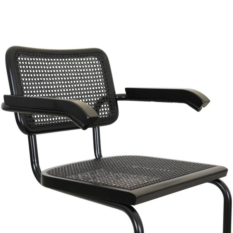Breuer Chair Company Marcel Breuer Cesca Cane Cantilever Armchair Arm Chair w/ Black Steel Frame (Various Wood & Cane Colors)