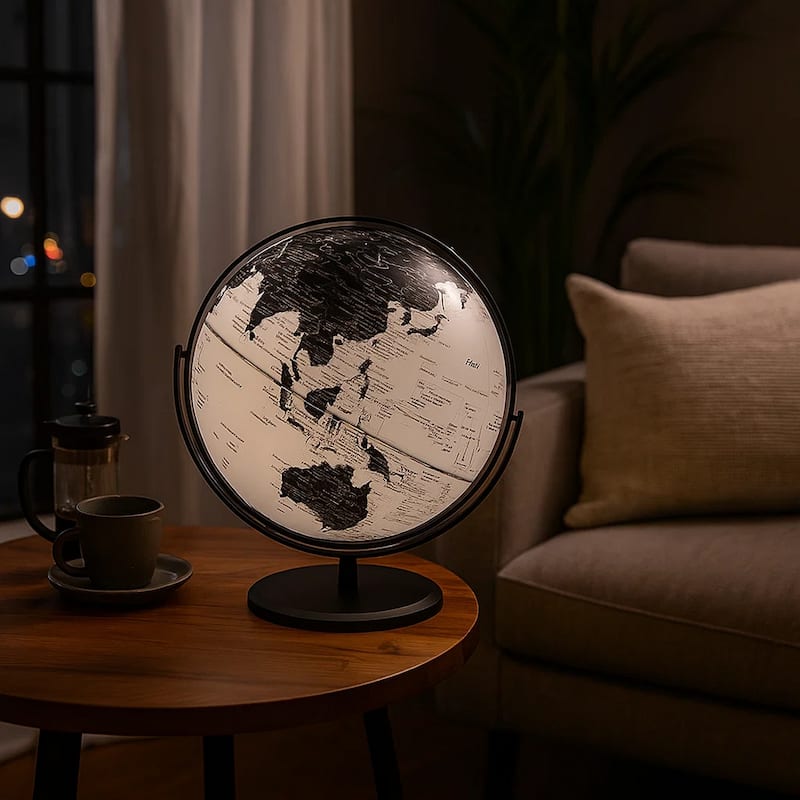 Globe Accent Decor with Inbuilt LED, Black and Gray