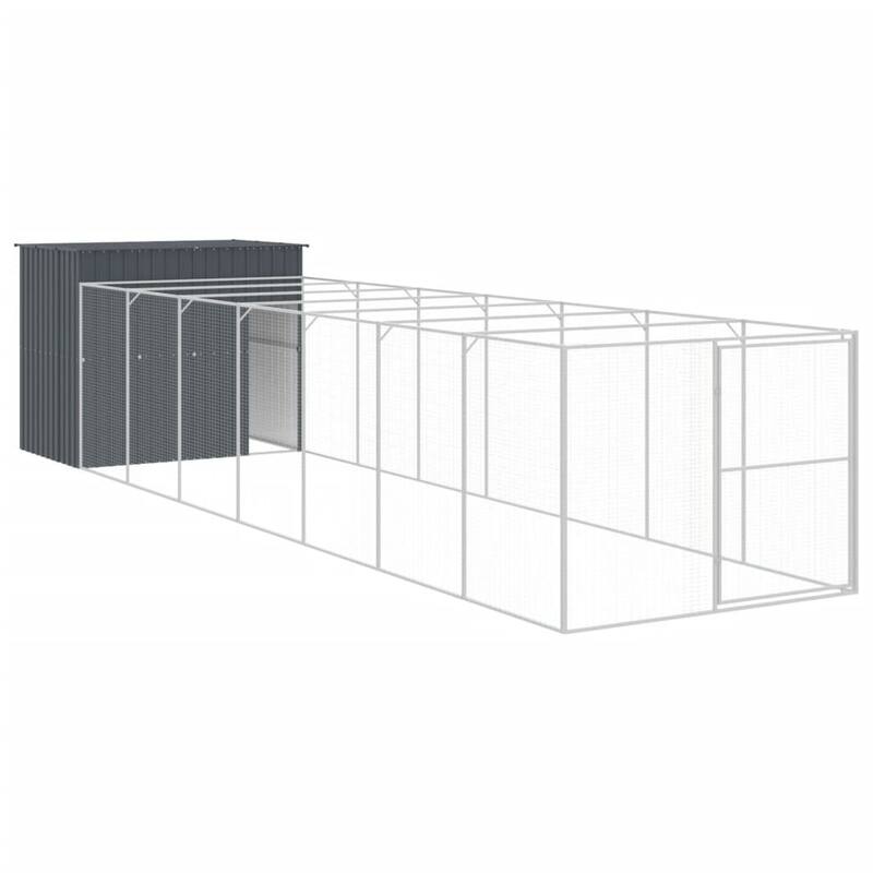 vidaXL Dog House with Run Light Gray/Anthracite multisize Galvanized Steel