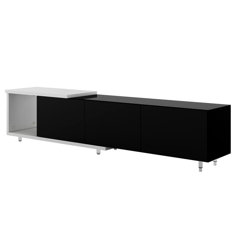 Black Modern Extendable TV Stand with 3 Drawers & Shelf for TVs Up to 80"