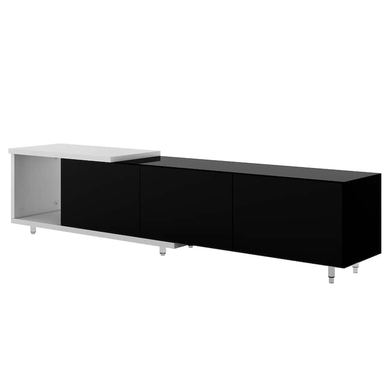 Modern Entendable TV Stand, Media Consol Table with 3 Storage Drawers, Entertainment Center with Adjustable Legs