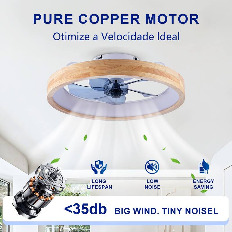 20" Ceiling Fans with Lights and Remote, 3000-6500K Dimmable Modern Flush Mount LED Fan Light, 6 Speeds, Quiet DC Motor