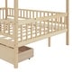 preview thumbnail 4 of 40, Full Size Wooden House Bed with Two Drawers and Roof for Kids, Boys and Girls, Bedroom