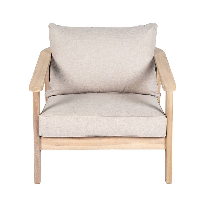 Christopher Knight Home - Hartford 4-Piece Outdoor Acacia Wood Patio Seating Set with Wicker Back and Cushions