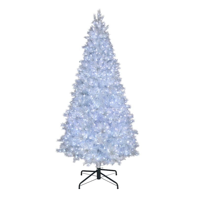 National Tree Company 9 f.t Pre-lit Artificial Christmas Crystal Pine Hinged Tree, 950 RGB LED Lights- UL - 9 Foot