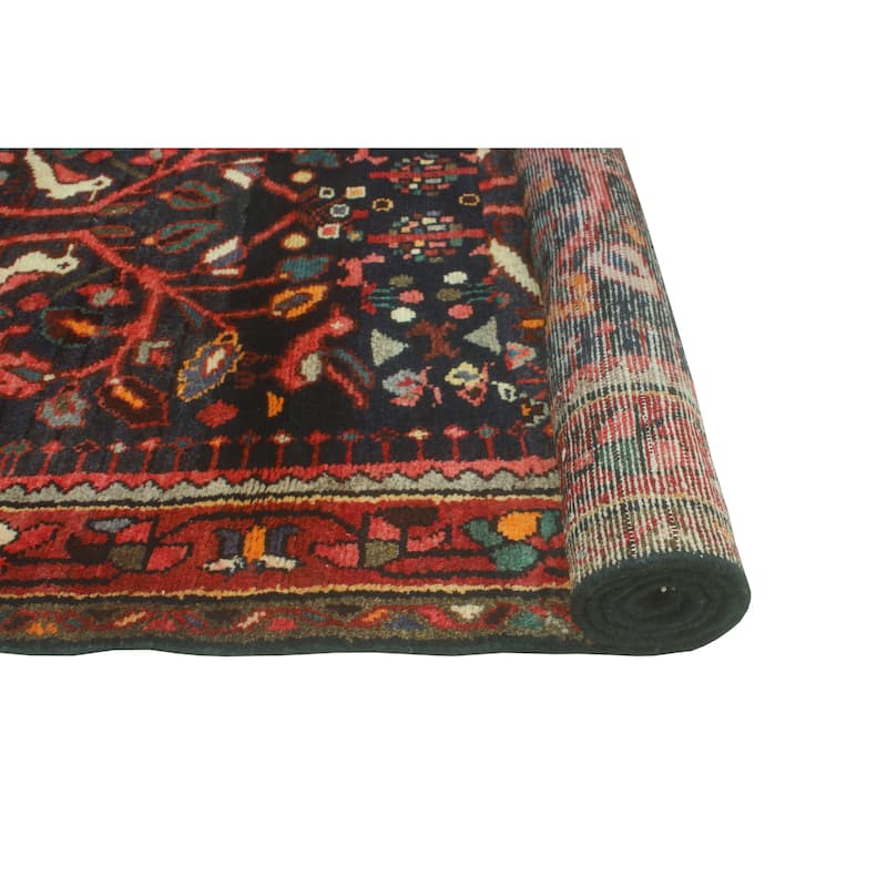 Fine Vintage Distressed Dillad Navy/Red Runner - 3'5" x 8'3"