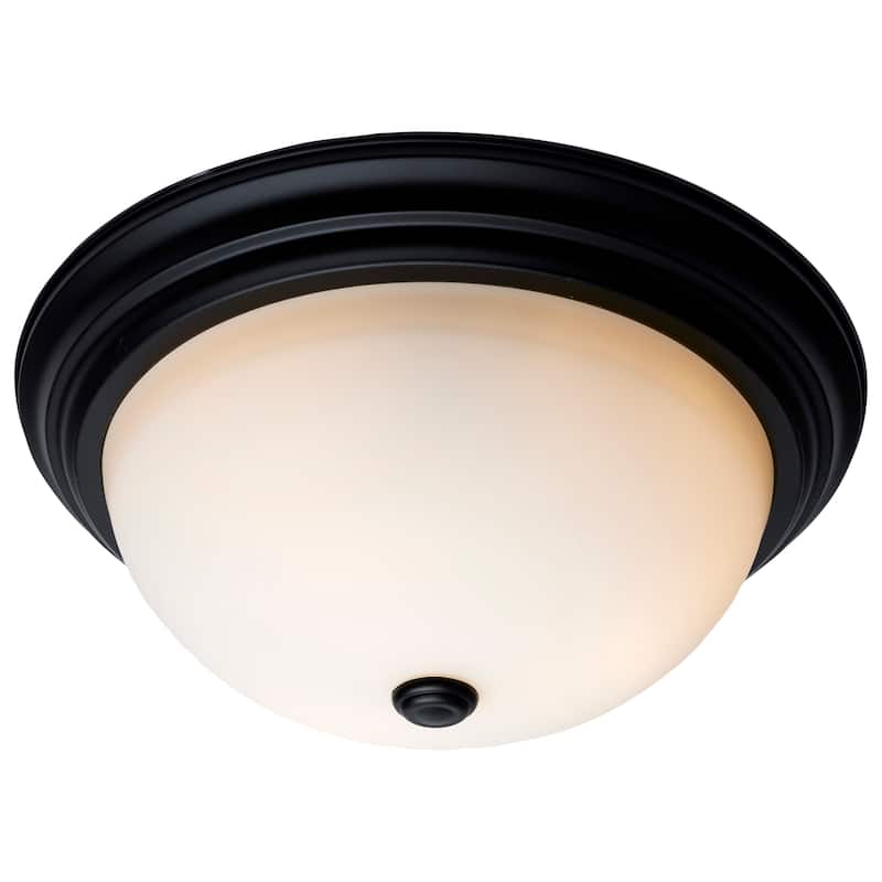 3 Light 15 Inch Flush Mount Matte Black Finish Opal Glass