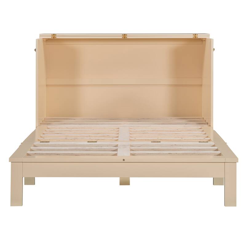 Full Size Murphy Bed with Storage Drawers, USB Ports, and Pulley Structure