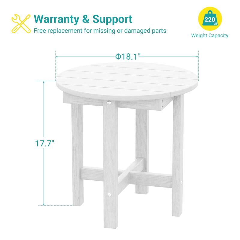 HDPE All-weather Outdoor Side Table, Easy Install Patio Table