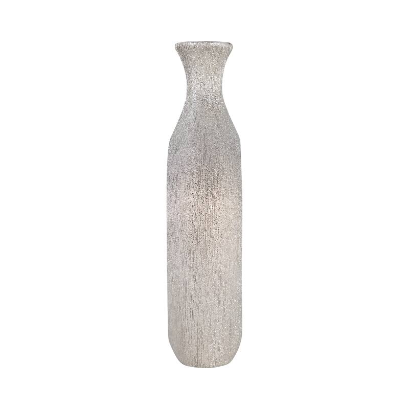 Modern Ceramic Textured Oval Cut-Out Vase - Home Decor - 13"