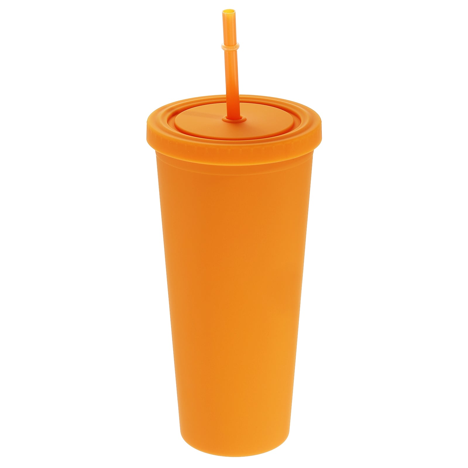 Acrylic Tumbler with Lid and Straw, 24 oz Insulated Double Wall Cups - Orange