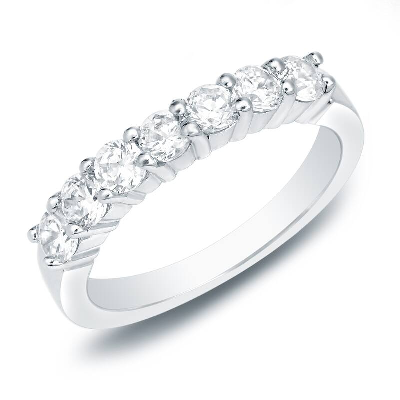 Auriya 14k Gold 3/4ctw 7-stone Diamond Wedding Band - White - 4