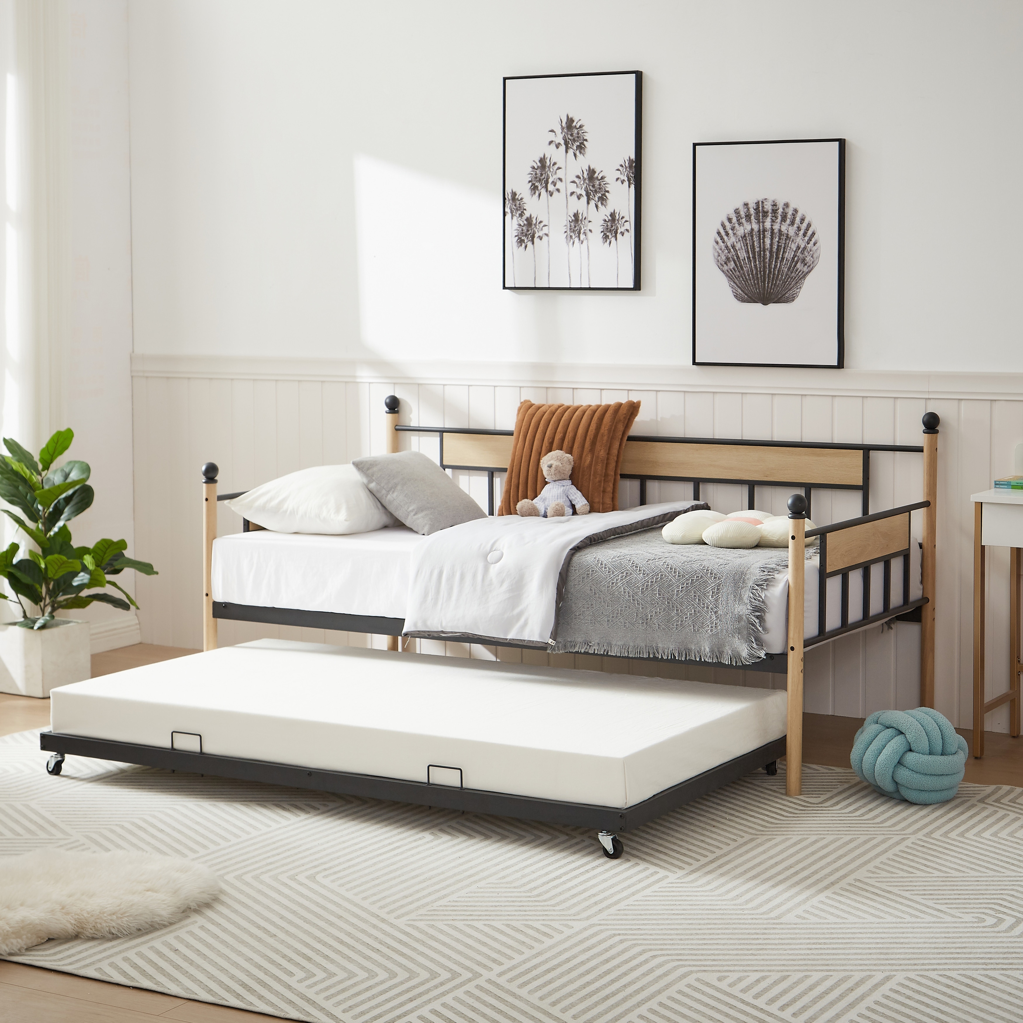 Twin Size Daybed Frame Modern Steel Platform Bed Frame with Twin Size Trundle Bed Frame for Girls Boys Teens Bed Bath Beyond 39461241