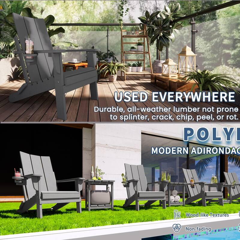 Polydun All Weather Poly Outdoor Adirondack Chair - Foldable