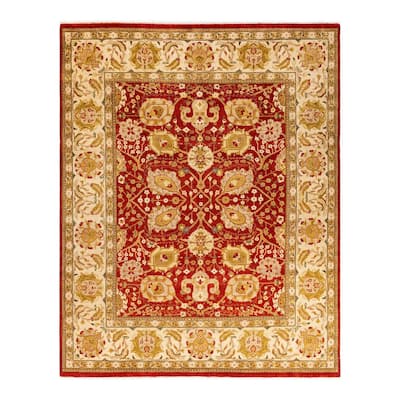 Overton Hand Knotted Wool Vintage Inspired Traditional Ottoman Red Area Rug - 8' 1" x 10' 1"