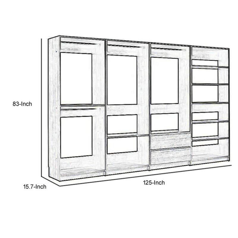 Dee Modular Freestanding Closet System, 4 Hanging Rods, 6 Shelves, Gray
