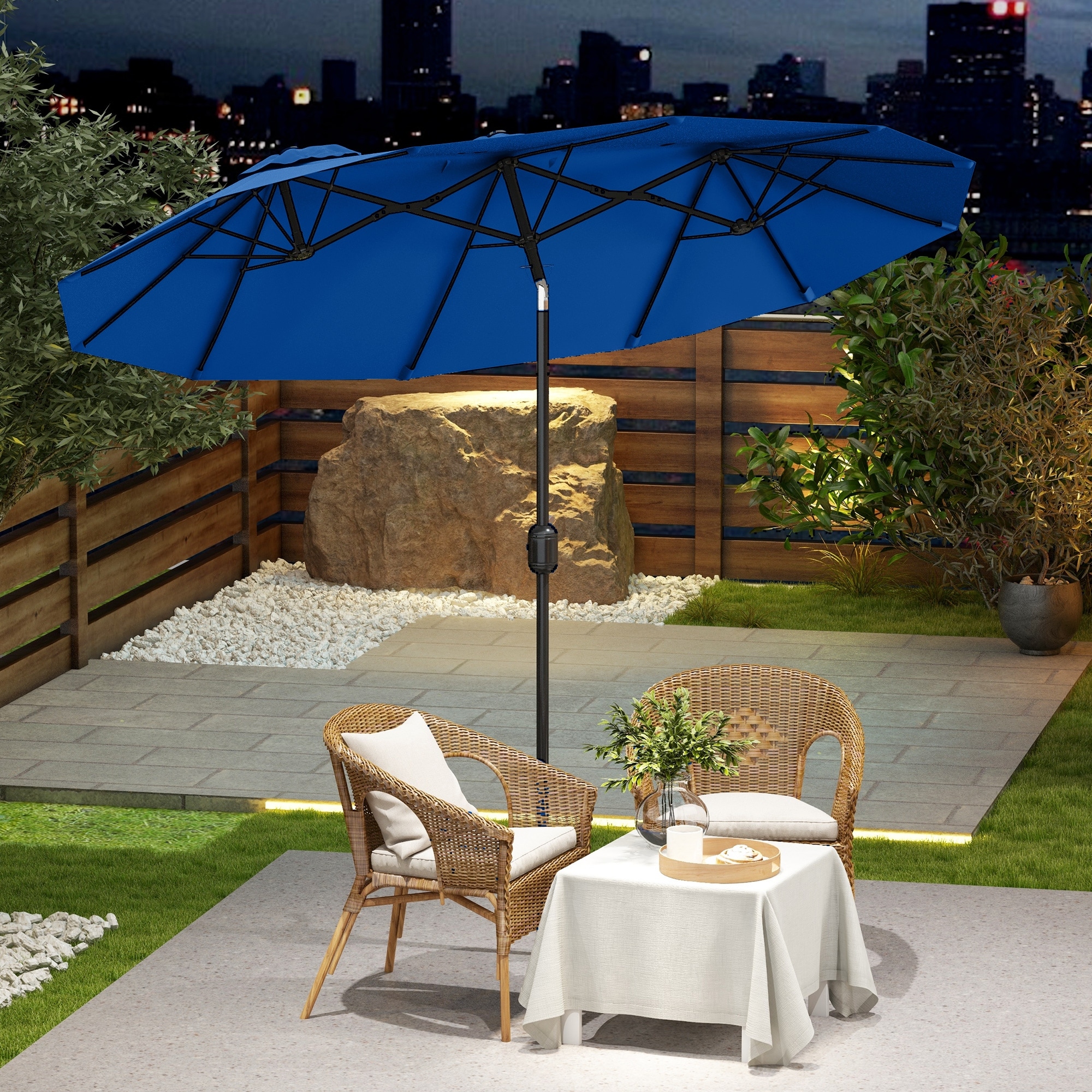 dual vent patio umbrella 13ft 2 Tier Double-Sided Vented with Base dark gray Specifications 12 ft. x 9 ft.