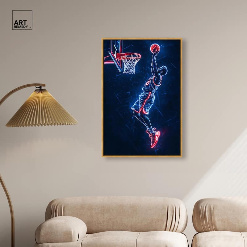 Shoot Some Hoops Neon Canvas by Art Remedy