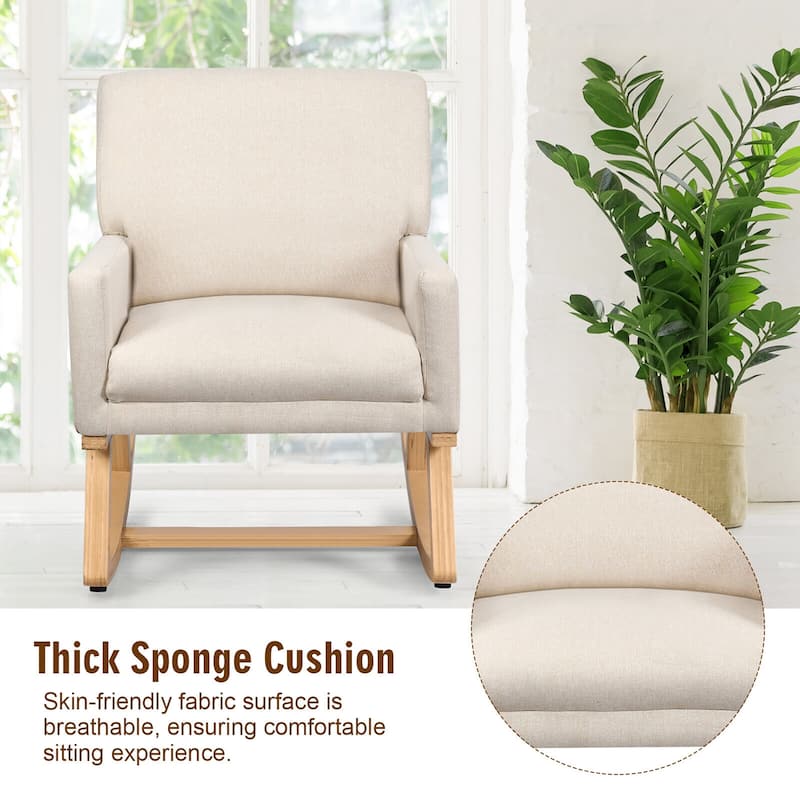 Gymax Set of 2 Mid Century Fabric Lounge Chair Upholstered Accent