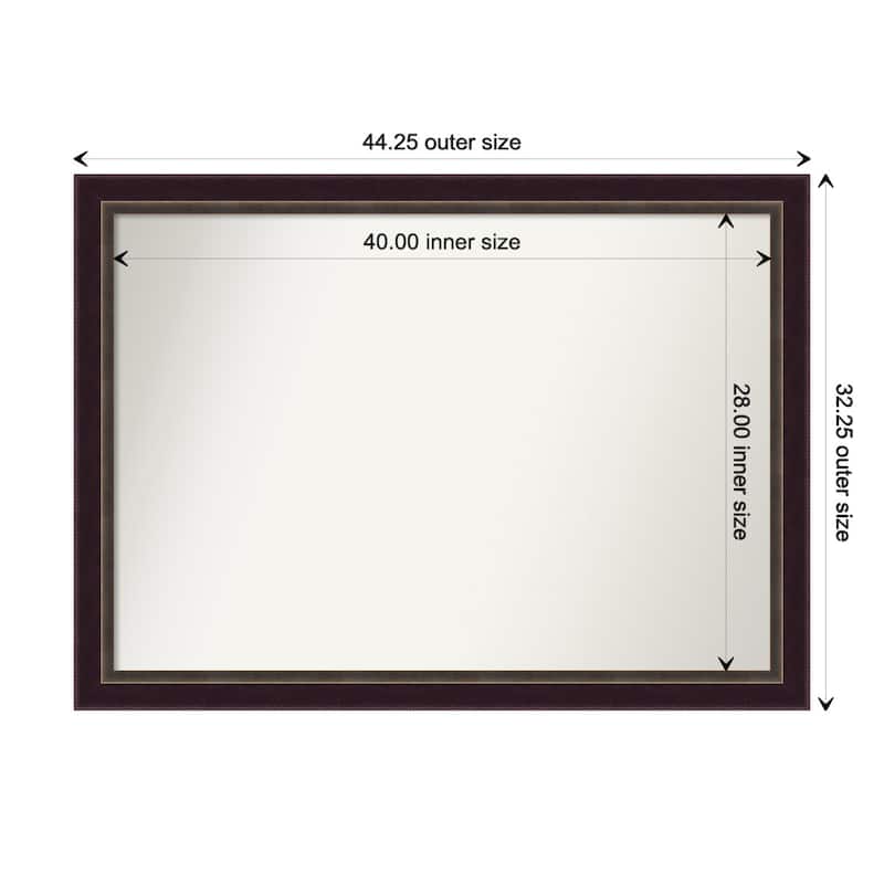 Signore Bronze Framed Non-Beveled Custom Wall Mirror, Bathroom Vanity Mirror - Outer Size: 44.25 x 32.25