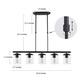 Modern Farmhouse 5-Light 36.8" Linear Clear Glass Island Black Chandelier for Dining Room