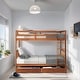 preview thumbnail 2 of 34, Full over Full Size Bunk Bed with Ladders, Solid Wood Kids Storage Bed Frame with 2-Storage Drawers for Bedroom, Walnut