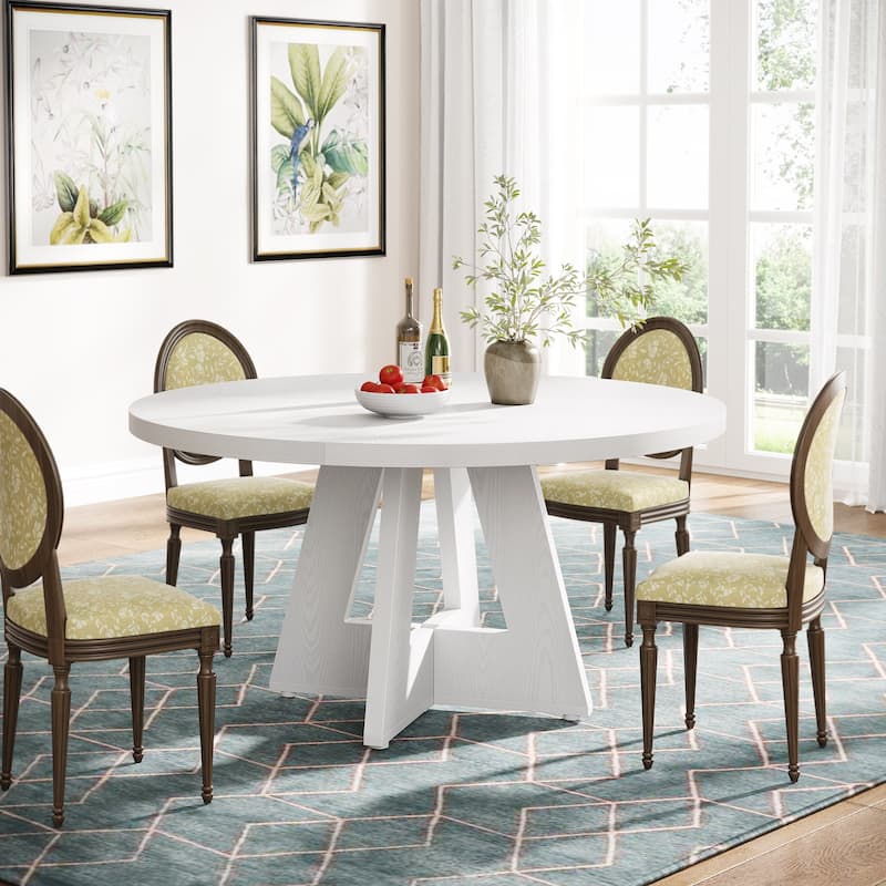 47-inch Wood Round Kitchen Dining Table for Dining Living Room