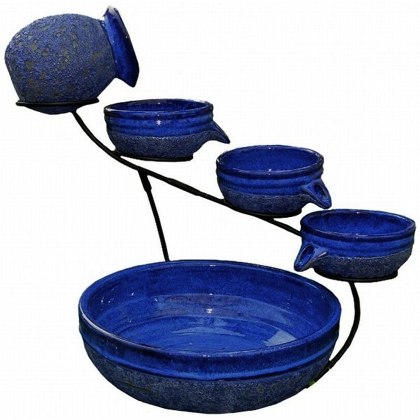 Smart Solar 4 Tier Solar Powered Cascading Fountain Blueberry Rustic Blue