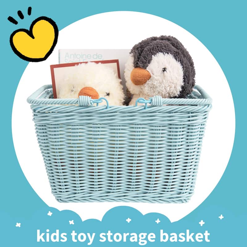 Small Front Bike Basket, Picnic Wicker Basket with Handle - 9.75"D x 7"W x 6"H
