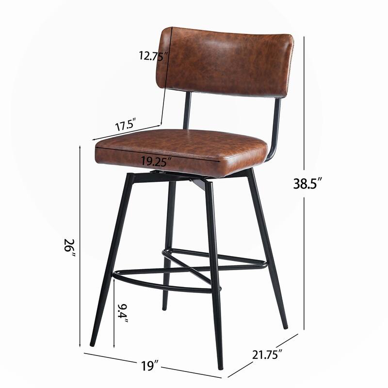 26"Retro Swivel Counter Stools Set of 2,only chairs