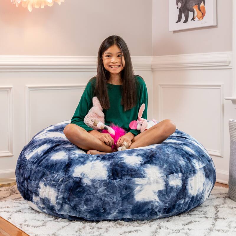 Jaxx Cocoon 4 Foot Kids Bean Bag Chair and Crash Pad - Faux Fur