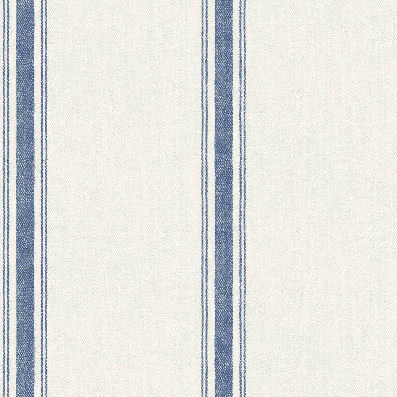 Chesapeake Linette Blue Fabric Stripe Wallpaper - 20.5in x 396in x 0.025in