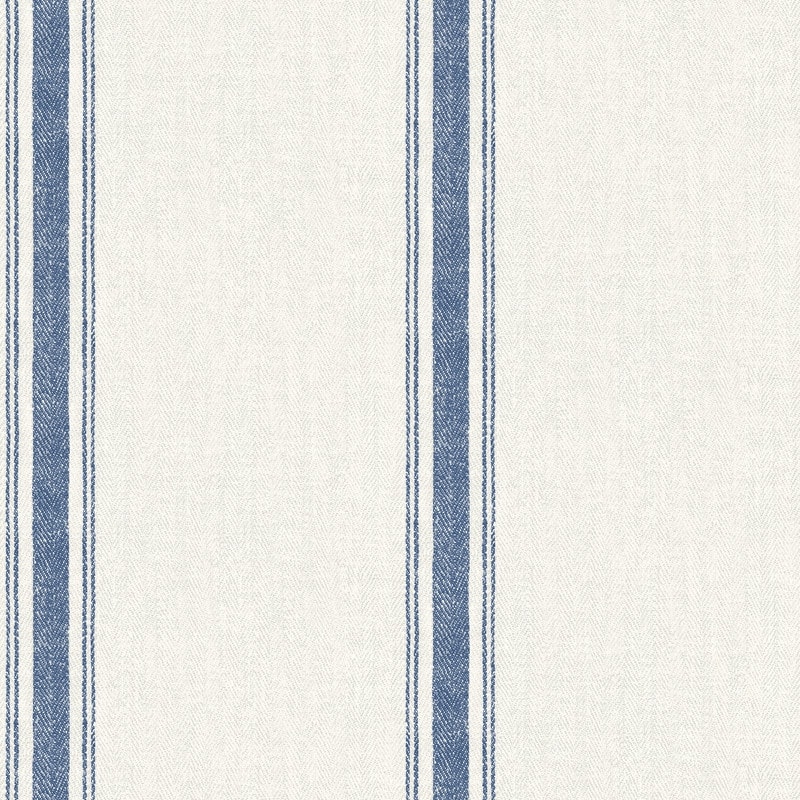 Chesapeake Linette Blue Fabric Stripe Wallpaper - 20.5in x 396in x 0.025in