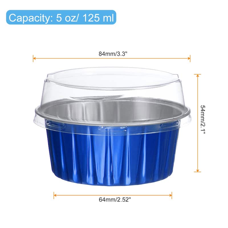 50Pcs Baking Cups with Lid 5oz Aluminum Foil Liners Mini Cups