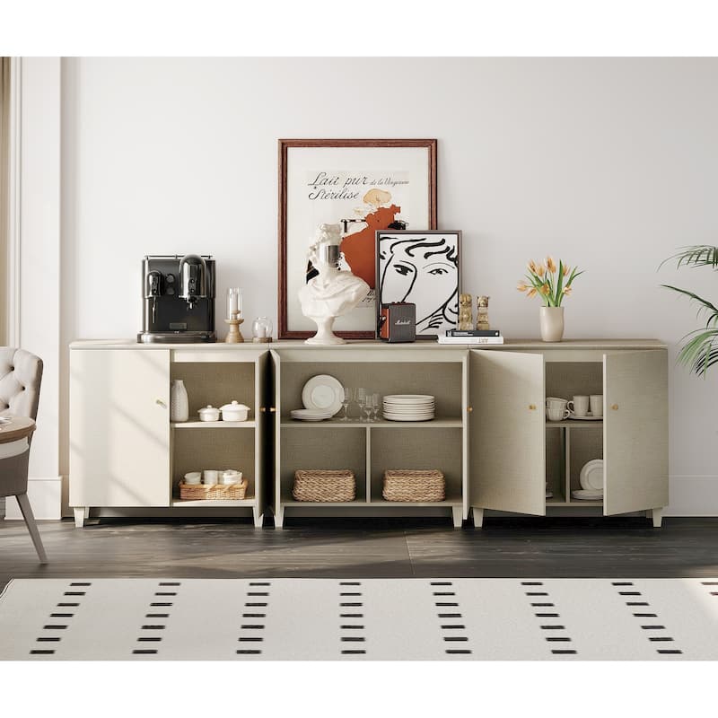 Buffet Cabinet with 3 Compartments for Dining Room, 32.4"H Sideboard