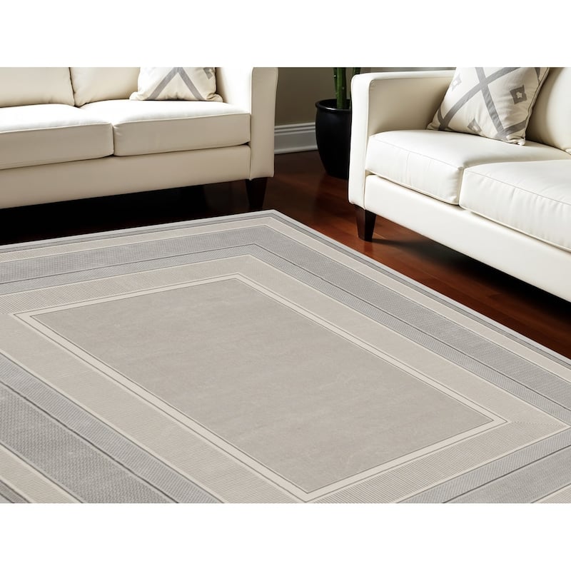 Power Loomed Geometric Modern Non Skid Stain Resistant Area Rug - 144' X '108' X '0.39 - 144' X '108' X '0.39 - Silver - Rectangle